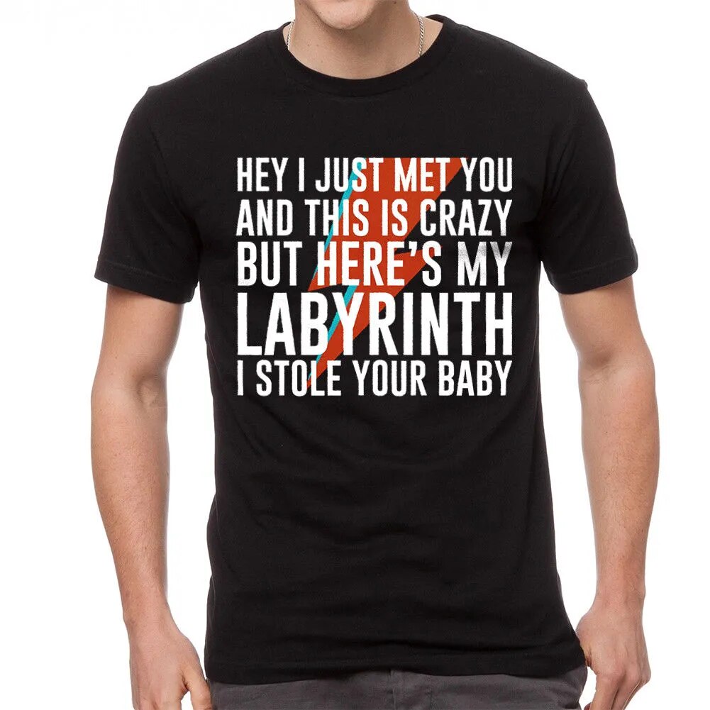 Bowie Style Labyrinth 80's Cool Men's Black T-shirt Men Hot Short Sleeve Male T Shirt Top Tee