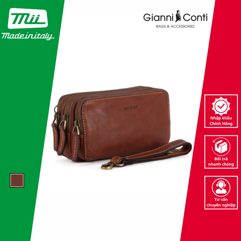 Clutch Cầm Tay Nam Bằng Da Thật Màu Nâu - Gianni Conti - Sản Xuất Thủ Công Tại Italy_912200-25