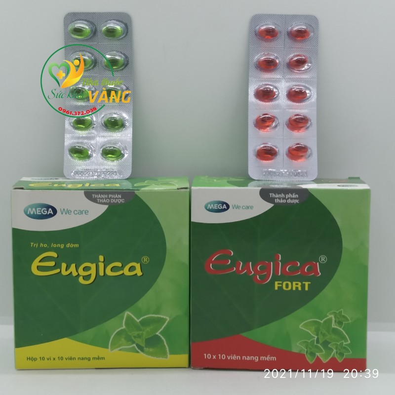 Viên ho Eugica xanh/đỏ hộp 10 vỉ viên nang mềm nhập khẩu