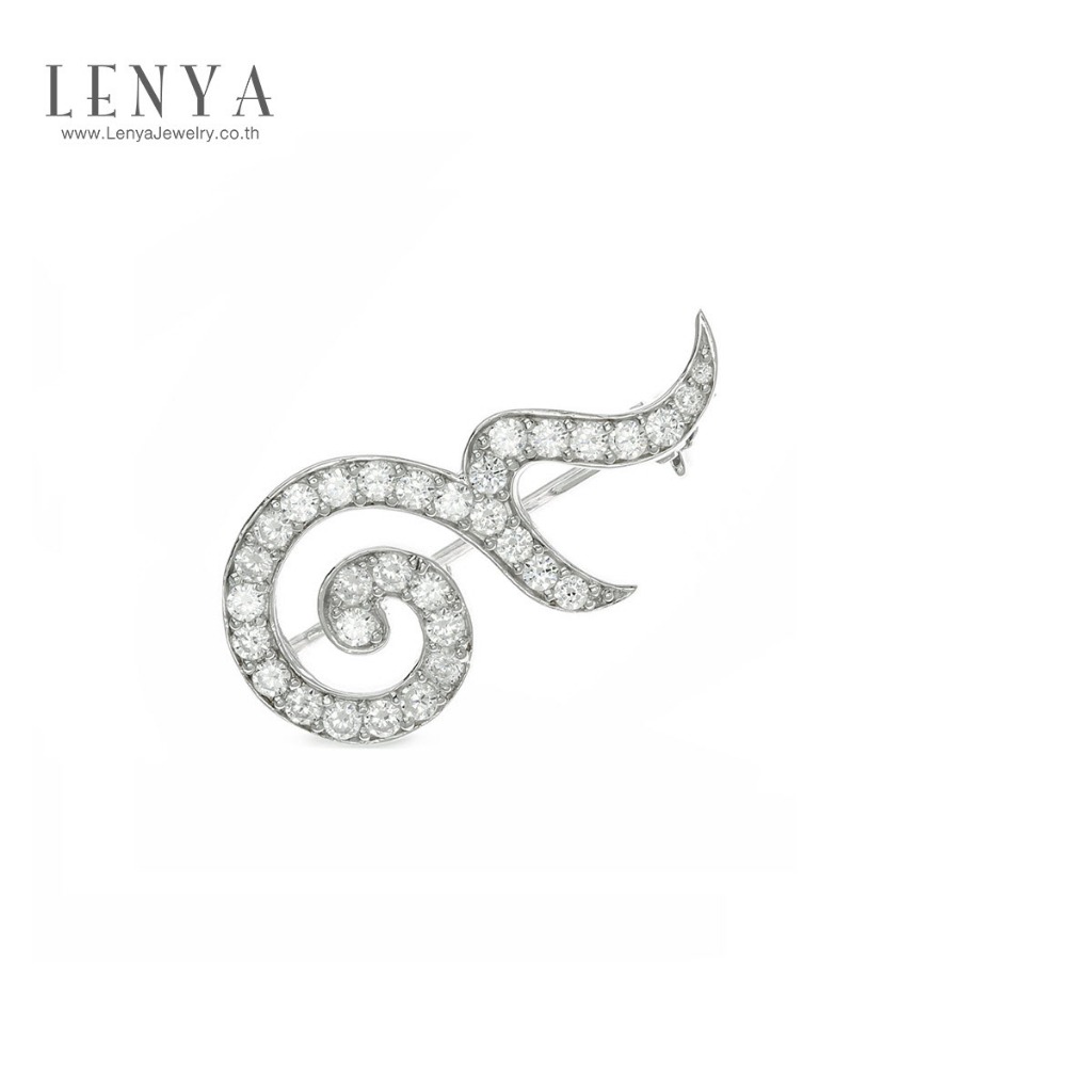 Lenya Cz Diamondlike Brooch, Progressive Number 9 Shape, Size 2 Mm, 925 Sterling Silver Body, White Gold Plated. ราคา 1,950 บาท*ส่งฟรี