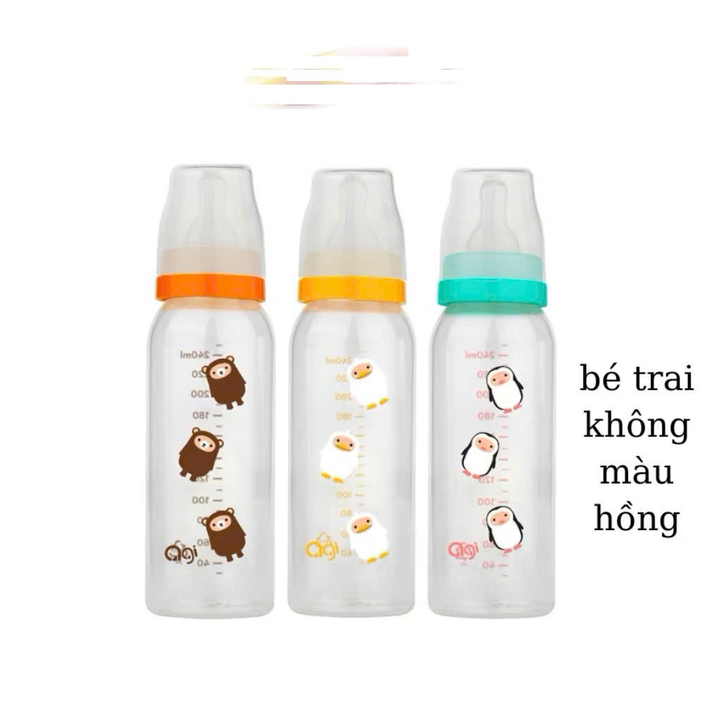 Bình sữa Agi có van chống sặc cổ hẹp 60ml/140ml/ 240ml Loại nhựa PP an toàn cho bé