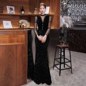 Slim Fit Long Sleeve Evening Dress by 