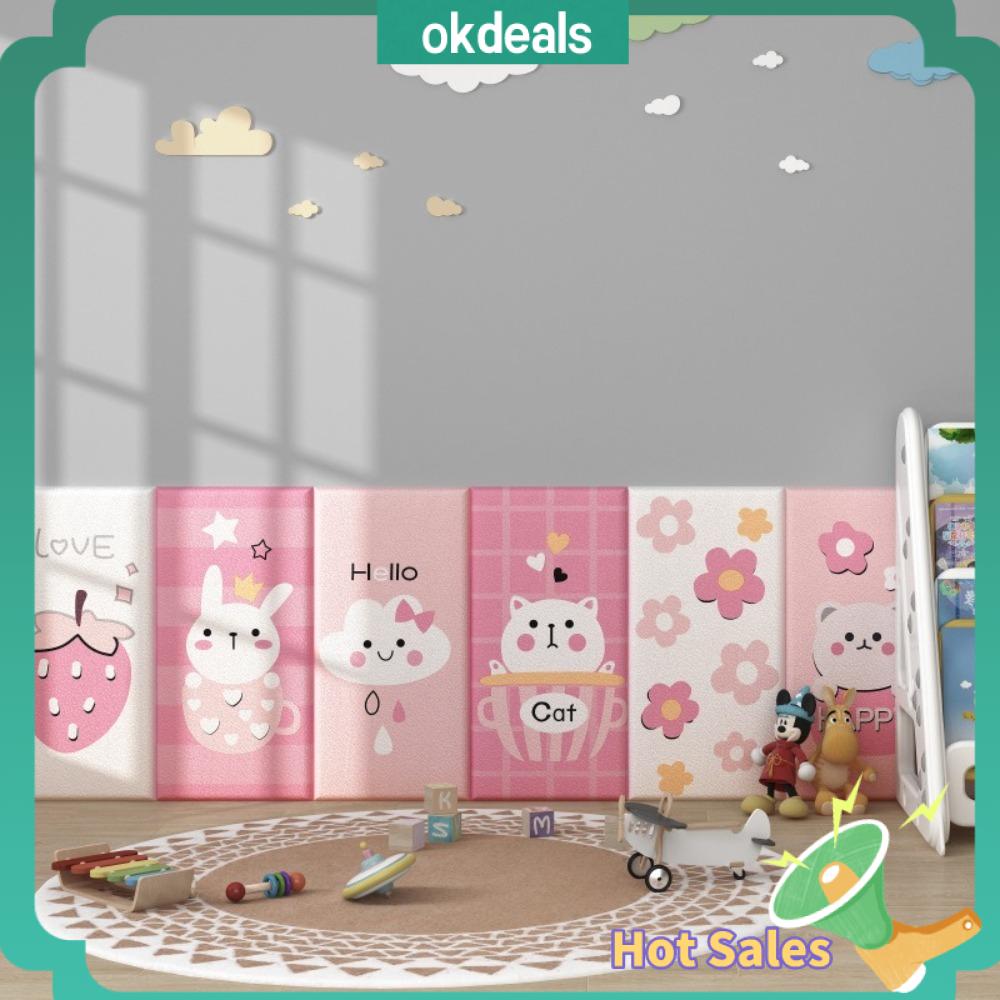 OKDEALS Dễ thương Nhãn dán tường 3D Chống va chạm Tự dính Tấm lót tường  Dày Đệm mềm Phòng ngủ trẻ em