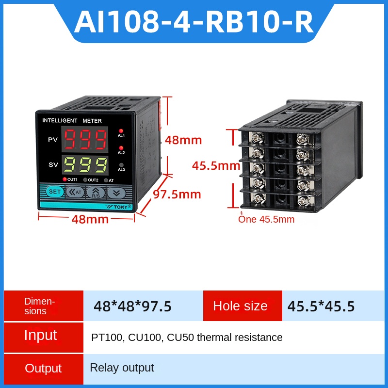 Bộ Điều Khiển Nhiệt Độ AI108-4/6/7/9-RB10/SB10-T-R - TOKY | Vi Máy Tính | Phạm Vi Đo Linh Hoạt | Điện Áp 100-240V - AI108-4-RB10-R