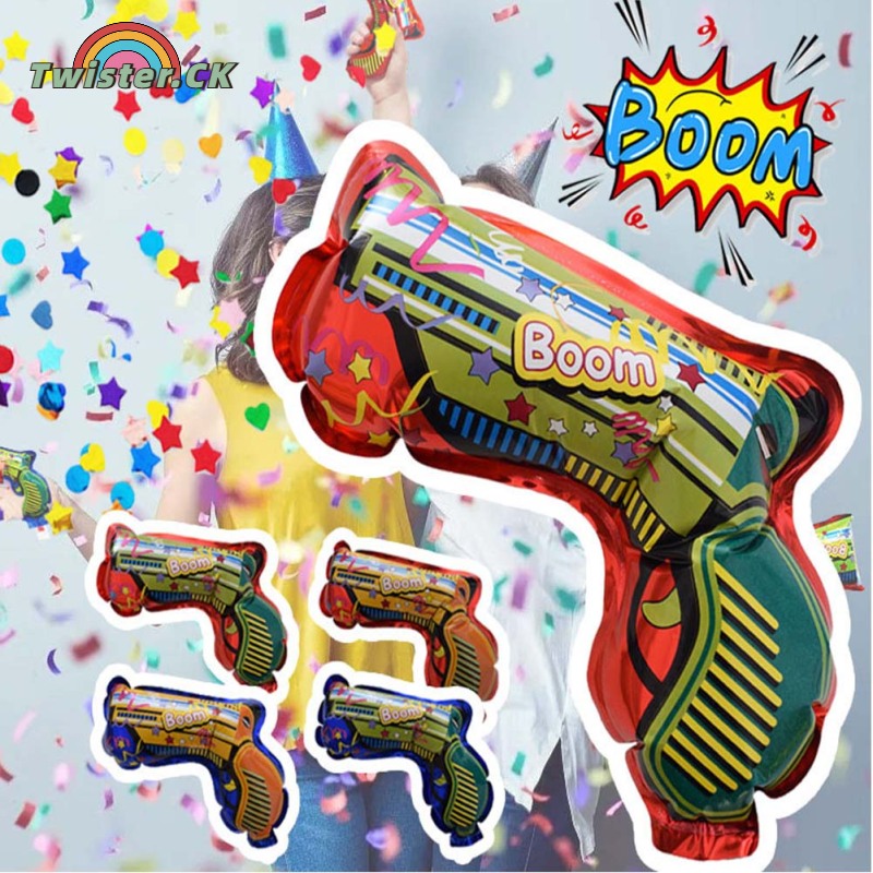Twister.CK 10pcs Balloon Salute Gun Automatic Inflatable Fireworks Gun Handheld Confetti Poppers Cannons Party Toys For New Year Birthday ราคา 76 บาท*ส่งฟรี