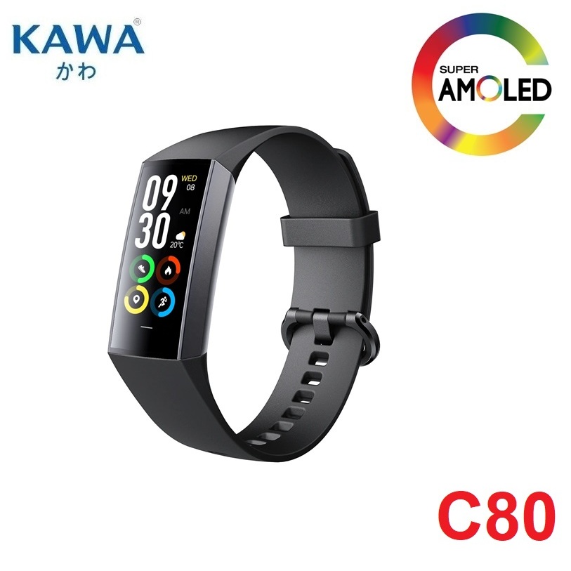 นาฬิกาอัจฉริยะ Kawa C80 วัดอุณหภูมิ อัตราการเต้นหัวใจ กันน้ำ วัดแคลลอรี่ Smart Band ราคา 599 บาท*ส่งฟรี