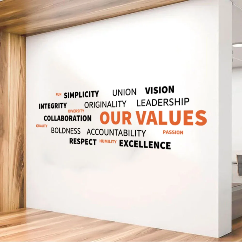 Our Values Inspirational Quote Office Wall Sticker Passion Teamwork Success Motivational Wall Decal Classroom Vinyl Decor