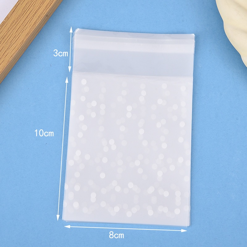 100pcs Frosted Cute Dots Plastic Packaging Bags Self Adhesive Sample Gift Bag For Candy Cookie