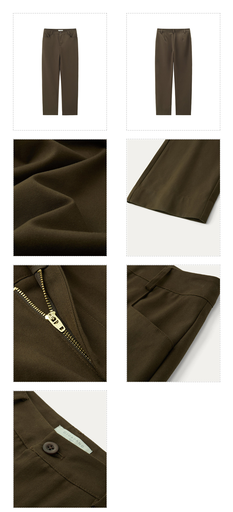 Giordano Beau Monde Women Pocket Design Mid Rise Pants Free Shipping 13414174