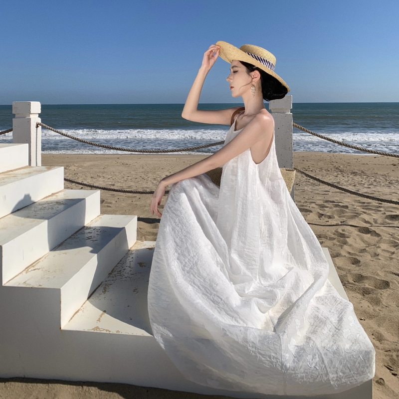 Tình yêu của Nàng Thơ ~ siêu đẹp treo trắng váy hở lưng Đầm ngày lễ dài