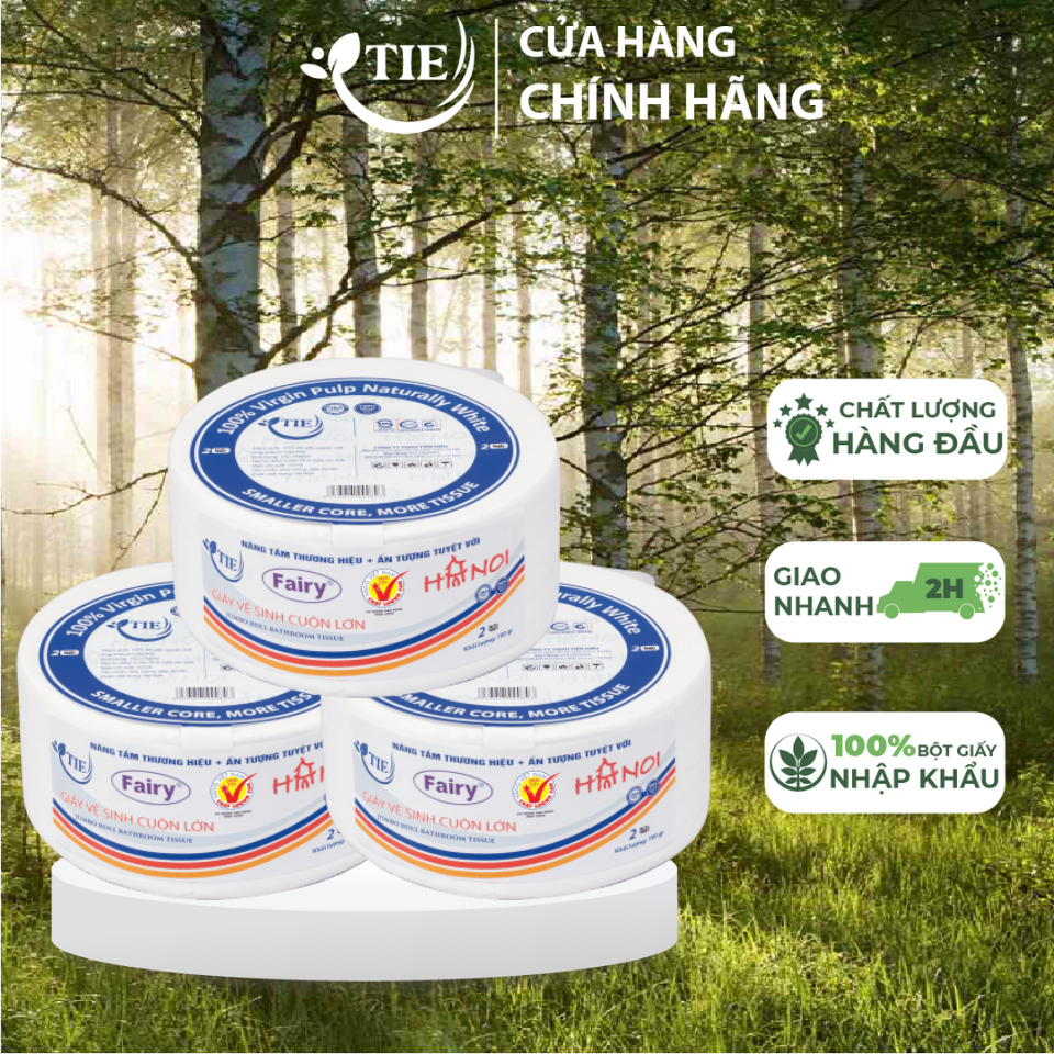 Combo 3 Cuộn Giấy vệ sinh công nghiệp Tiến Hiếu cuộn lớn 700g 2 lớp x3