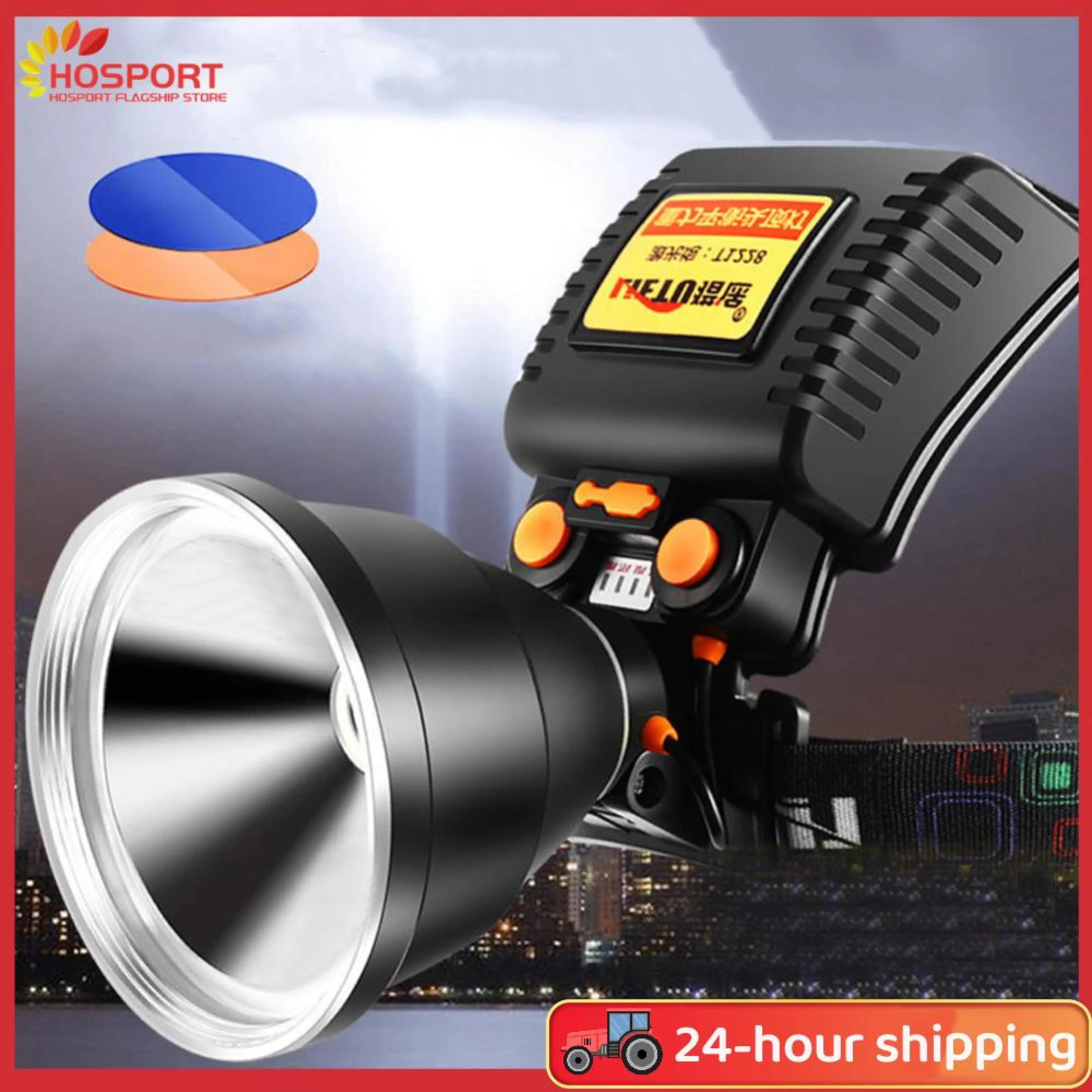 【HOSPORT】 LED Headlamp Waterproof Flashlight Super Bright Head Lamp Head Light for Outdoor Hiking Camping Gear