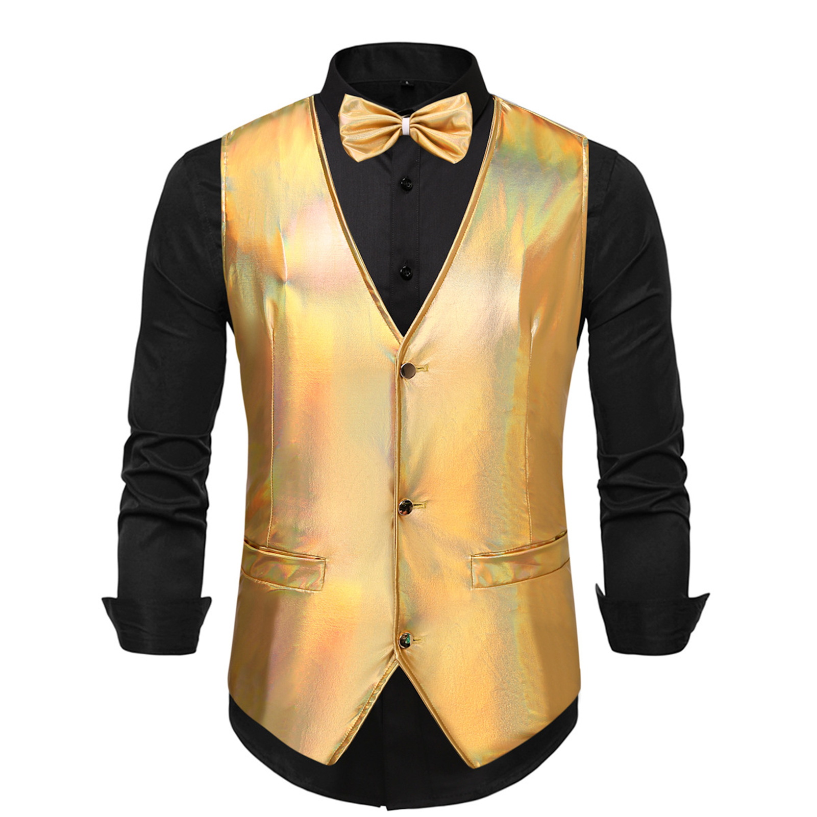 Freedun®Người Đàn Ông Tưởng Tượng Màu Vest nam thoải mái Vest Retro Disco Chú Rể tiệc cưới Áo Ghi Lê