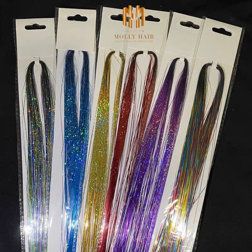 Tóc Kim Tuyến Dành Cho Phụ Nữ MOLLYHAIR. Set 120 Sợi Tóc Kim Tuyến Nối Tóc Vô Hình Không Dấu Vết