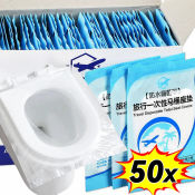 50Pcs Disposable Toilet Seat Covers - Travel Safe & Waterproof