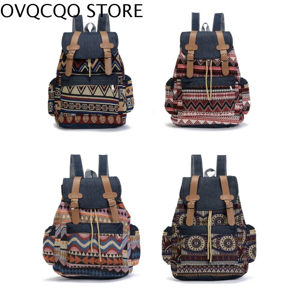OVQCQO Thời trang Ba lô in hình nữ Đa chức năng Cổ điển Ba lô du lịch Công suất cao Trọng lượng nhẹ Cặp sách vải bố Thiếu nữ