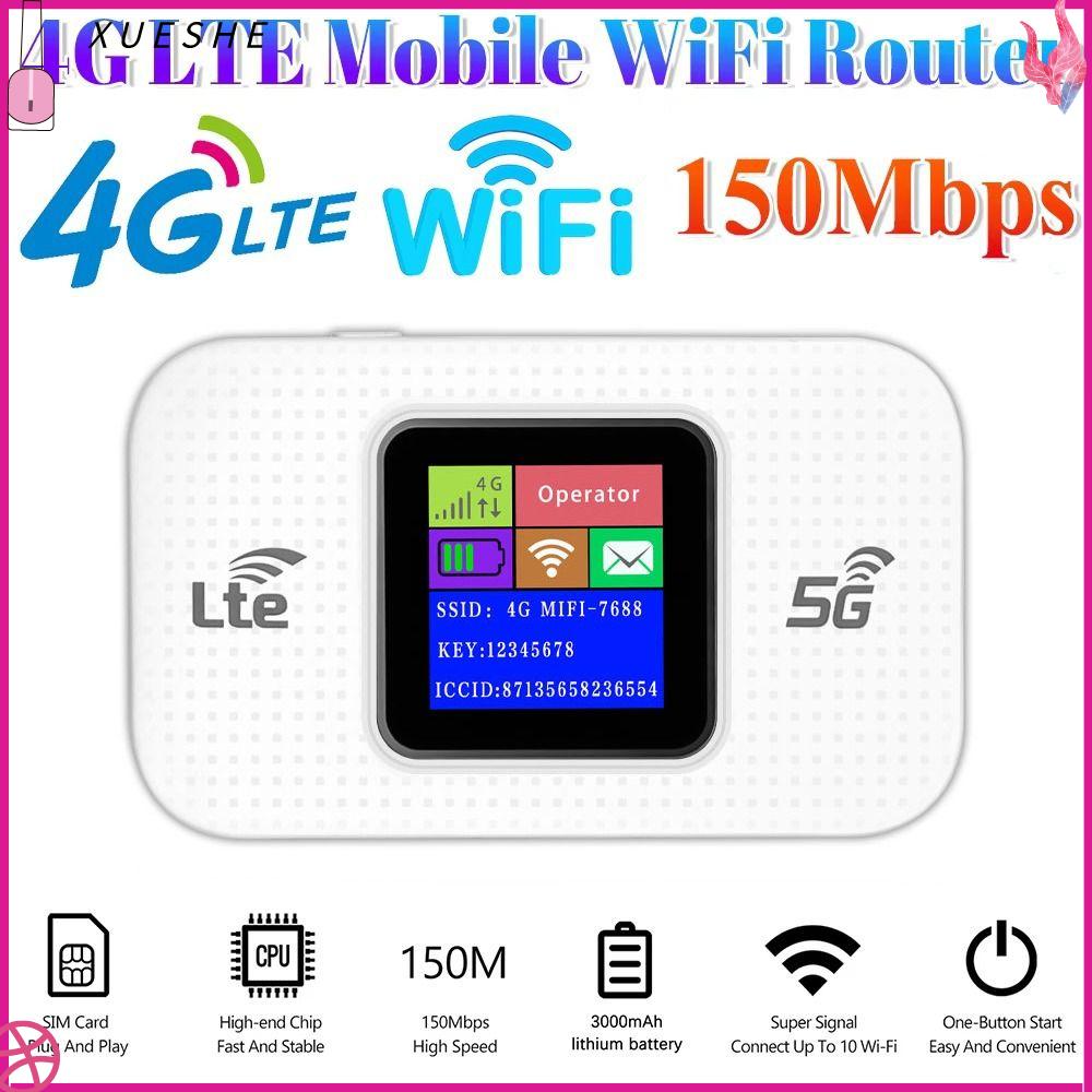 XUESHE 3000mAh Bộ định tuyến điểm phát sóng 4G LTE Thẻ SIM đa năng Mini Router WiFi bỏ túi Di động 150Mbps Bộ định tuyến internet không dây Du lịch trực tuyến