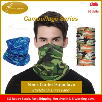 Sports Face Mask Neck Gaiter Balaclava Scarf Bandana, Camouflage Series, Stretchable Lycra Fabric, Sunscreen UV Protection, For Outdoor Activities