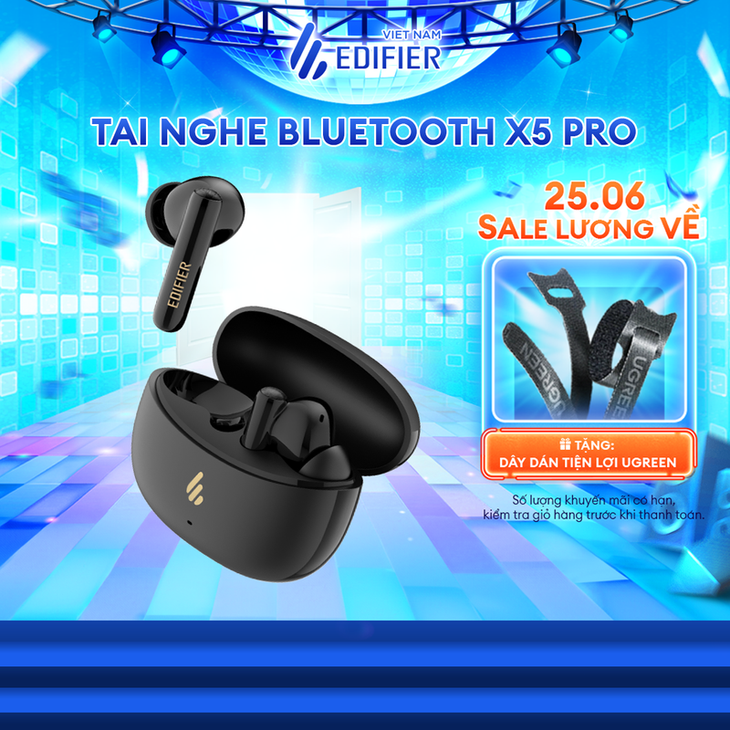 Tai nghe Bluetooth không dây EDIFIER X5 Pro | Khử ồn chủ động | Chứng nhận chống nước IP55 | Bảo hành 12 tháng