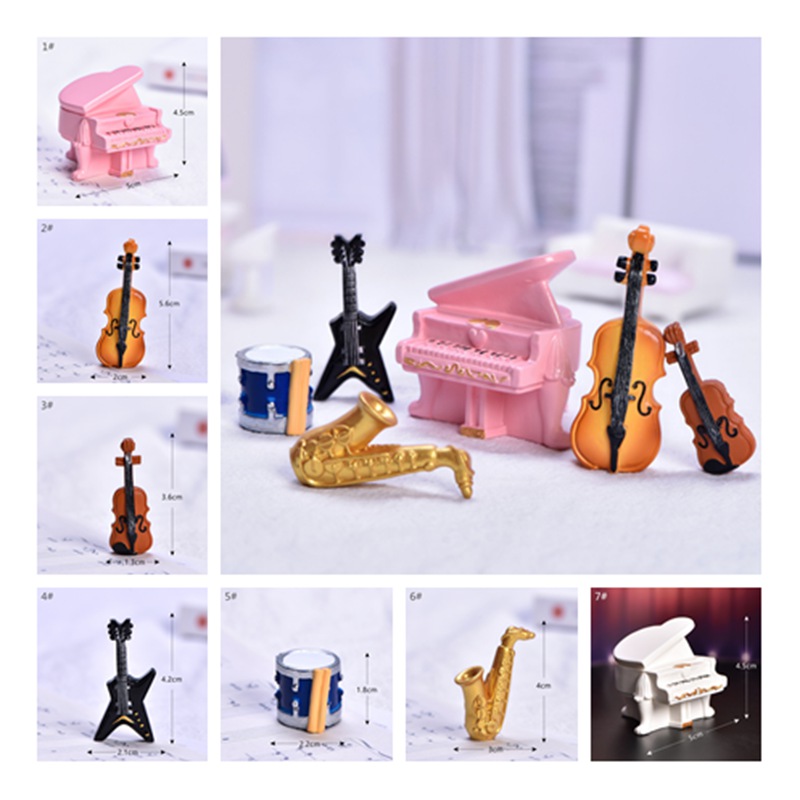 1pcs thu nhỏ nhạc cụ trang trí màu hồng piano/cello/violin/guitar điện/trống jazz/saxophone/trắng piano
