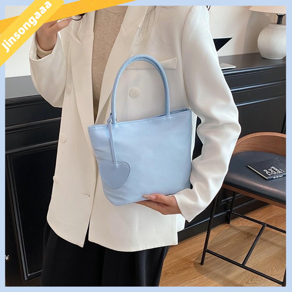 JINSONGAAA Mini Túi Tote Mini Nhẹ Màu Macaron Túi đeo vai  Thiết kế phù hợp với mọi phong cách Túi xách bằng nylon Dành cho phụ nữ