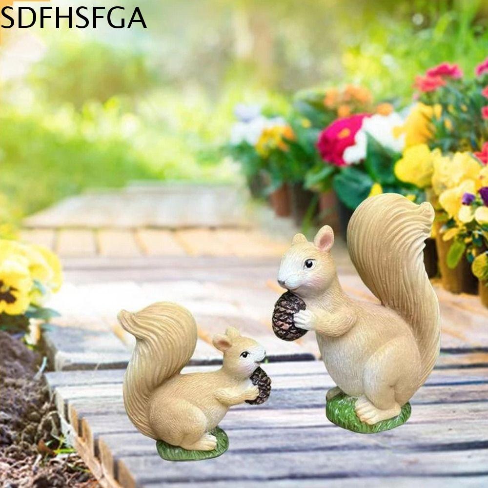 SDFHSFGA 2pcs Nhựa Đồ trang trí hình con sóc Sáng Tạo Dễ thương Tượng sóc Trang trí sân vườn Tinh tế Điêu khắc động vật Chậu hoa