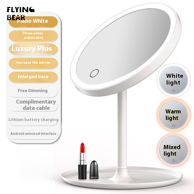Bay gấu gương trang điểm gắn đèn LED với ánh sáng cho bàn, gương trang điểm di động với đứng