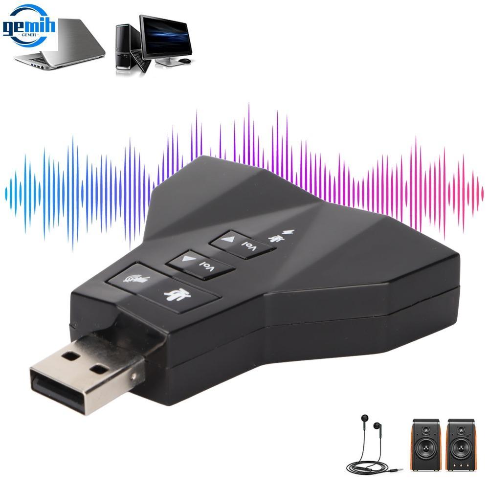 GEMIH Giao diện âm thanh kép Card âm thanh USB Giao diện micro kép Card âm thanh độc lập Card âm thanh ảo 7.1 Cắm là chạy Bộ chuyển đổi card âm thanh Dành cho PS4 Giá 103,000 Đồng*Miễn phí vận chuyển
