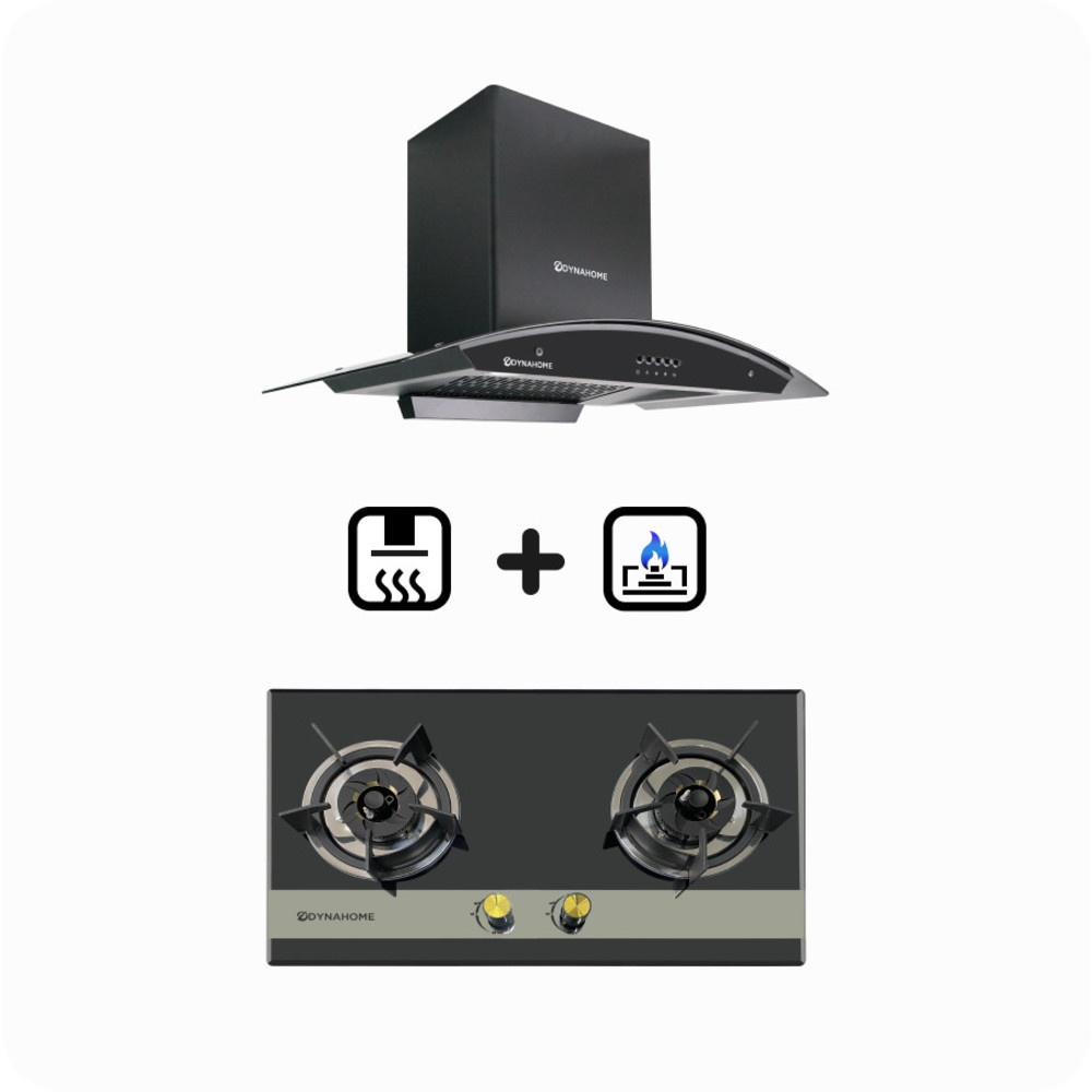 เครื่องดูดควันในครัว G.House Online Dynahome ชุดเซ็ทเครื่องดูดควัน DH-800-BK + เตาฝัง DH-2000G สีดำ ของแท้