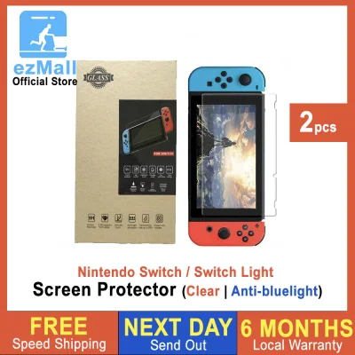 (2 Pack) Nintendo Switch Lite Tempered Glass Screen Protector, HD Protective Film Anti Scratch 0.26mm 9H Hardness Clear And Anti-Bluelight for Nintendo Switch or Nintendo Switch Lite [Local Warranty]