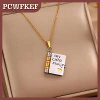 PCWFKEF Stainless Steel My Little Star Engrave Book Pendant Necklace For Daughter Love Openable With 7 Pages Gift Womens Sweater Chain