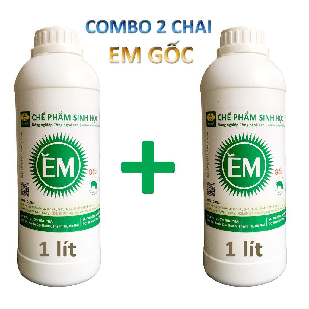 Combo 2 chai Chế phẩm sinh học EM gốc Đại Học Nông Nghiệp 1 Hà Nội. Từ 1 lít EM gốc sản xuất ra 40 lít thứ cấp