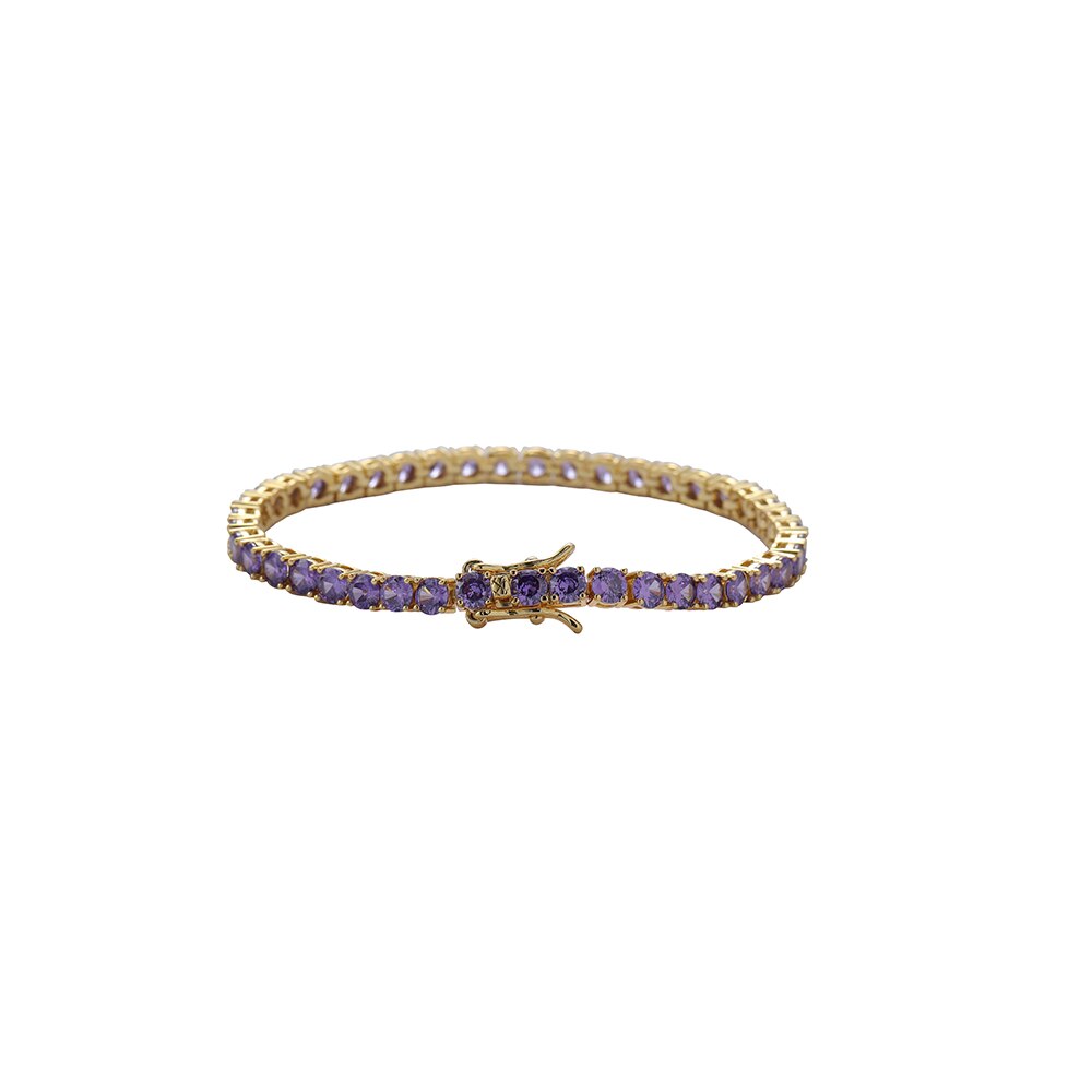 Thời Trang Zircon tím 4Mm 7Inch 8Inch Brass Vòng tay chuỗi kim cương Hip Hop đính Nữ Đồ Trang Sức CZ Vòng Đeo Tay 204