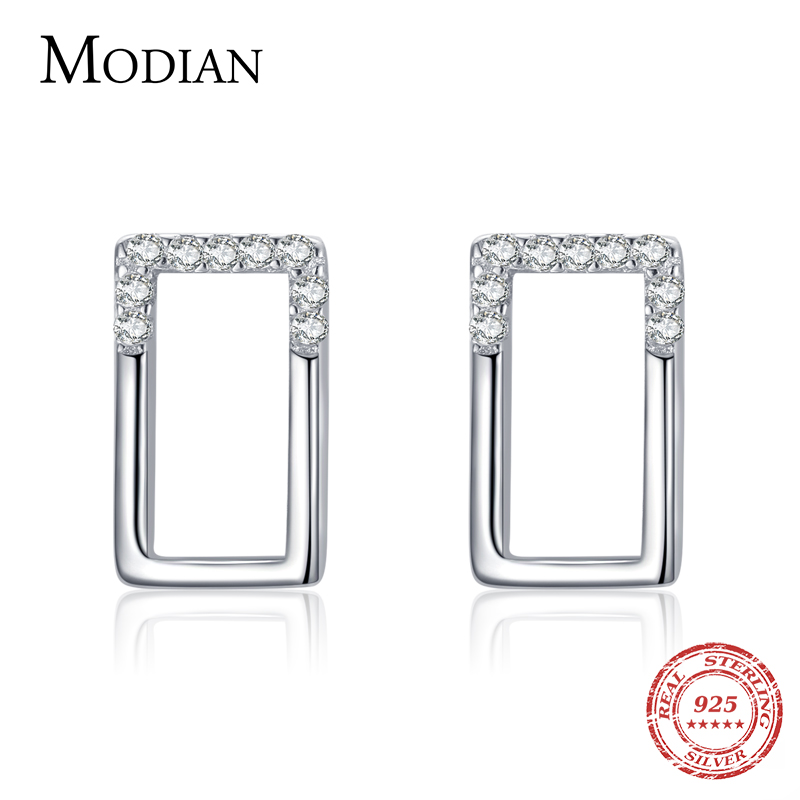 Modian Genuine 925 Sterling Silver Geometric Earrings for Women Simple Rectangle For Women Wedding Anniversary Fine Jewelry ราคา 283 บาท*ส่งฟรี