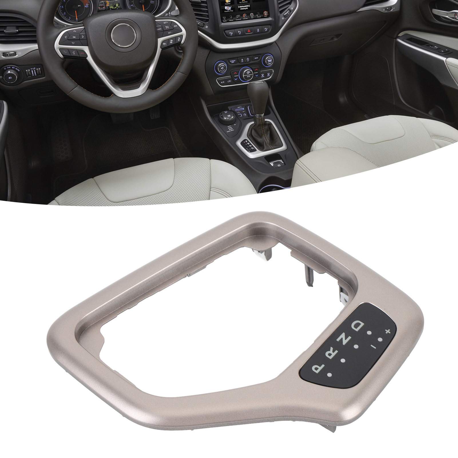 Luocute truyền Shifter bezel với khai thác cho cần sang số Shifter phụ kiện sửa chữa các bộ phận 68413957aa phong cách trung tâm shiftering bezel cho Cherokee 2014 đến 2018 (Bạc)