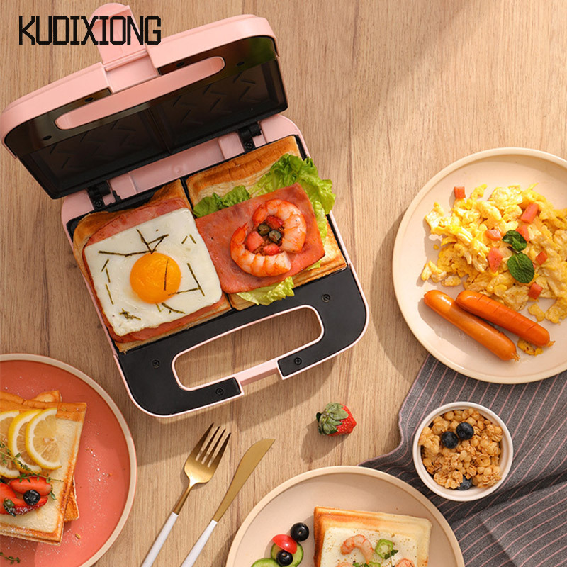 KUDIXIONG Mini fully automatic toaster multifunctional double-sided heating household sandwich breakfast machine