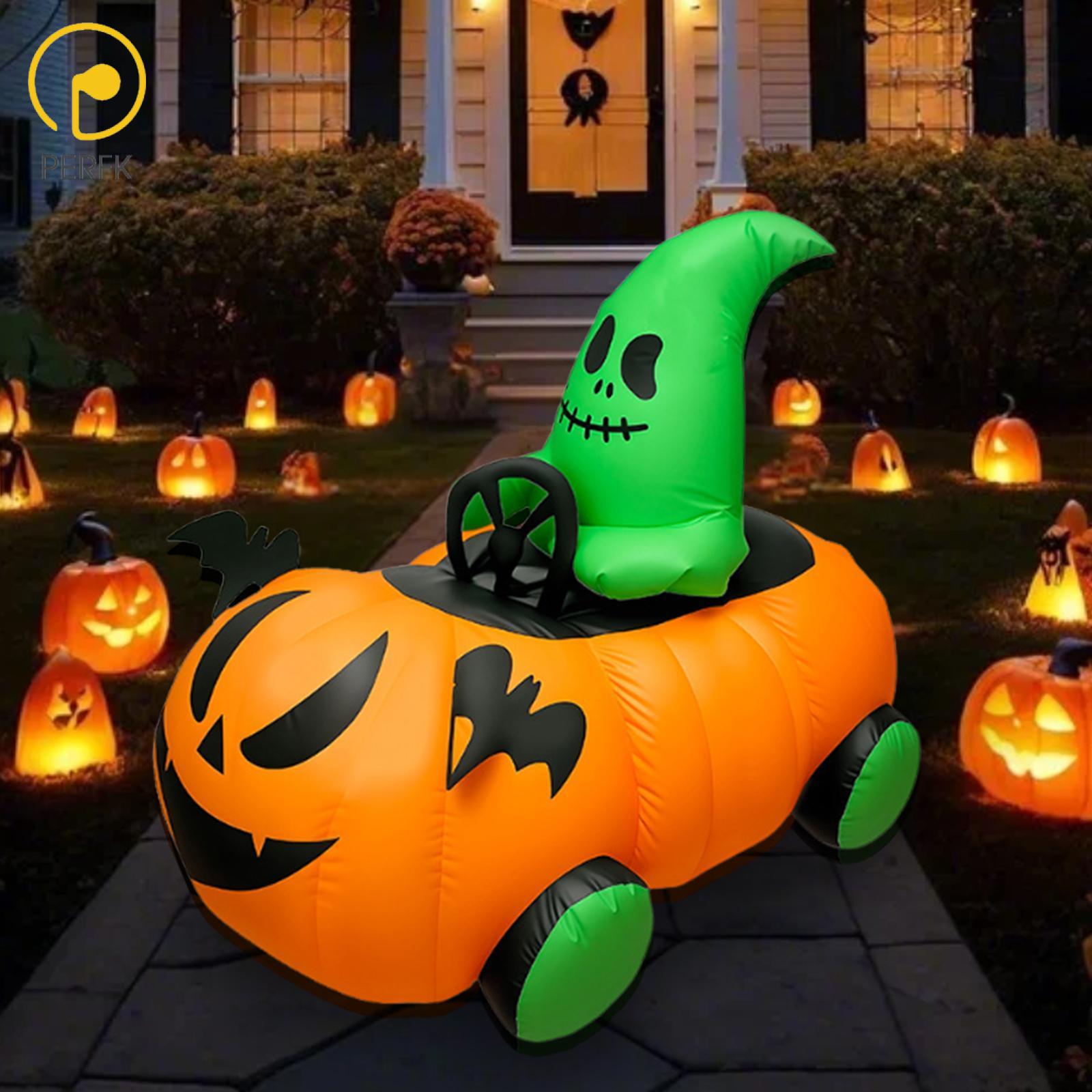 Perfk Halloween Inflatable Horror Driving A Car LED Blow up Lighted Decor Halloween Inflatable Pumpkin Truck for Halloween Party - ยี่ห้อ Perfk ราคา 1,202 บาท*ส่งฟรี