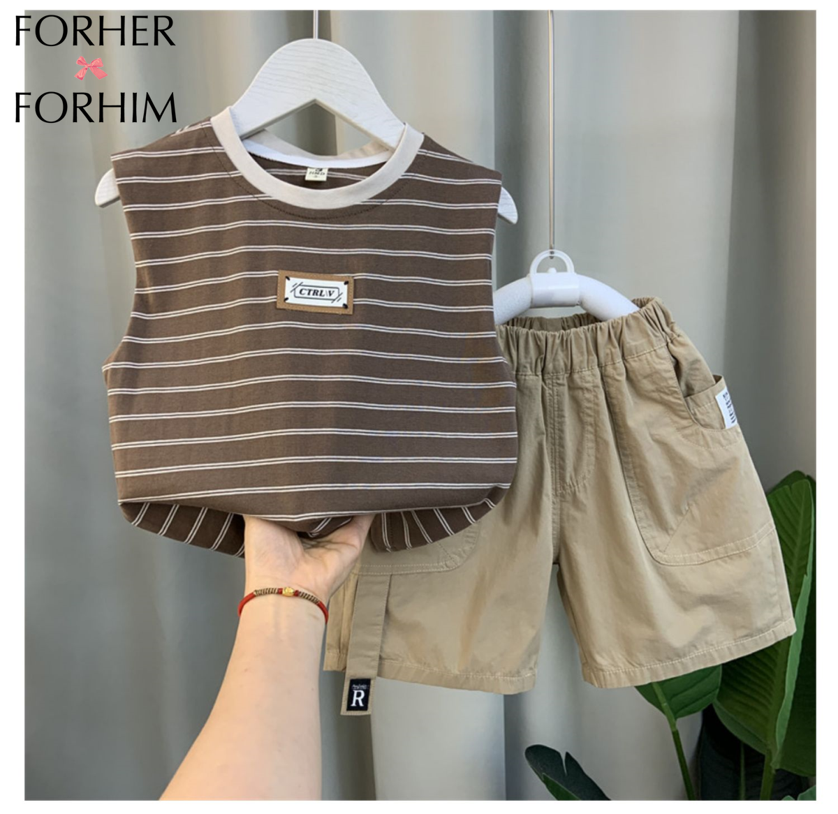 FORHERFORHIM Children's Clothing Boys Summer Vest Set Foreign Fashion Baby Net Red Sleeveless Clothes Children Luffian Handsome Two-piece Set F446 ราคา 488 บาท*ส่งฟรี