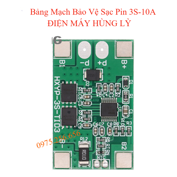 Bảng Mạch Sạc Pin Li-ion Lithium 18650 PCB BMS 12V 11.1V 12.6V 3S 10A phụ tùng pin linh kiện hùng lỳ