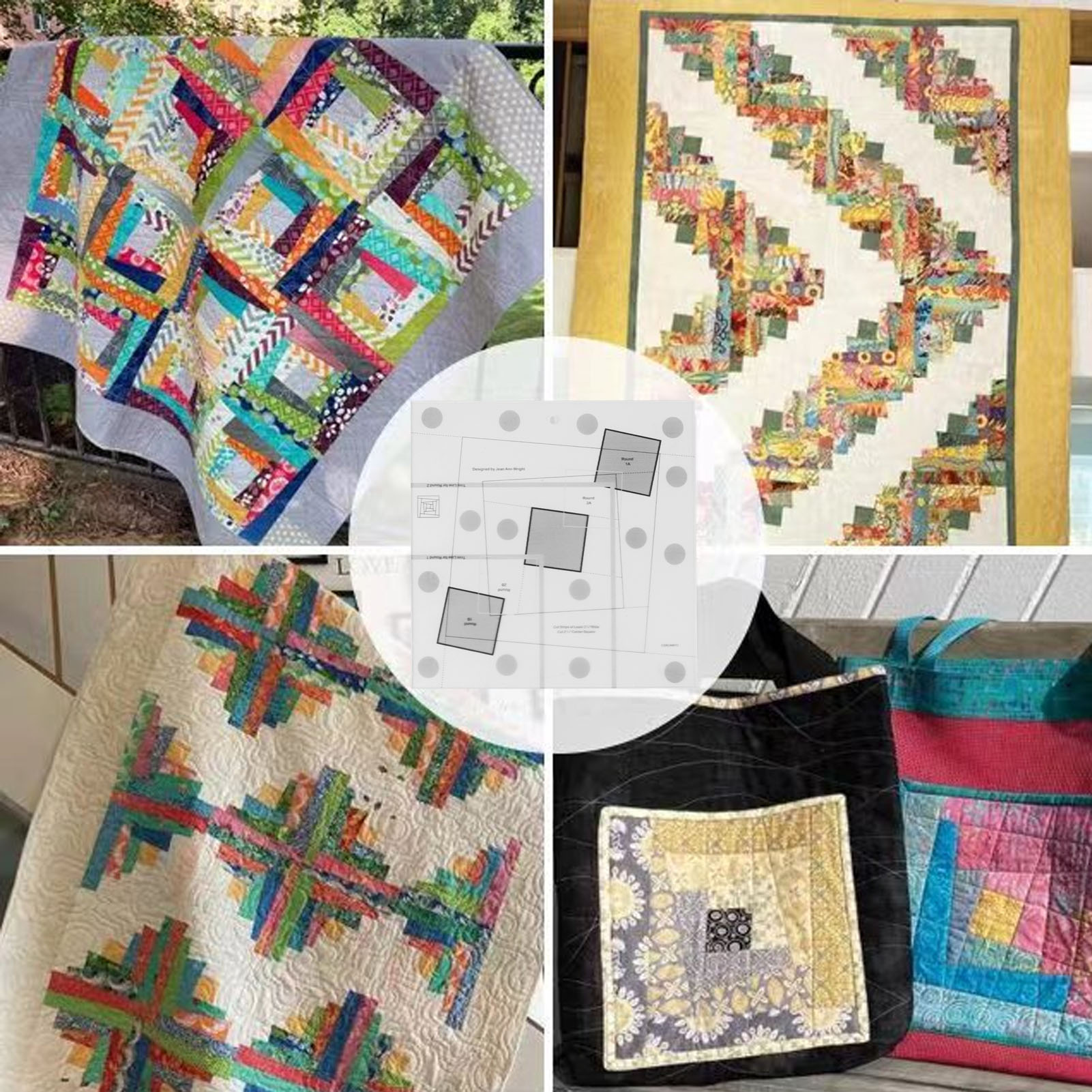 Log Cabin Quilt Ruler Transparent Acrylic Quilting Trim Tool Sewing Pattern Design (6 Inch)