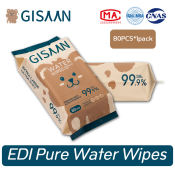 GISAAN EDI Alcohol-Free Pure Water Wipes, 80pcs Portable