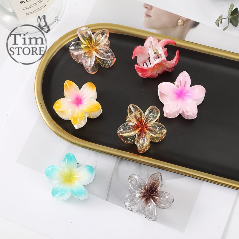 Kẹp tóc gấp tóc mái mini hoa sứ hoa mai nhựa 4cm nhiều kiểu hot trend TIMSTORE kẹp mái thời trang phong cách mới