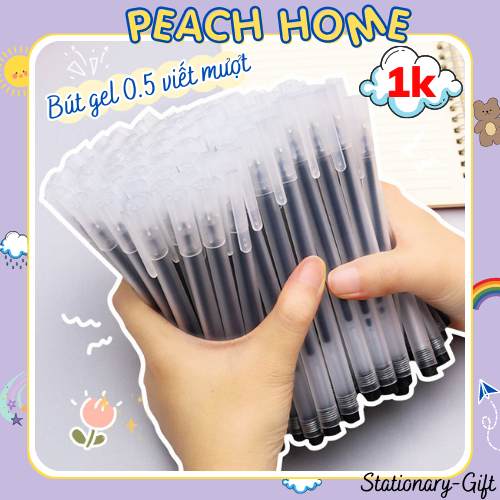 Bút Gel 0.5mm Giá 1K Viết Trơn Nét Mảnh Mực Đen-Đỏ-Xanh Nhanh Khô Bút Bi Vỏ Nhám Văn Phòng Phẩm Peac