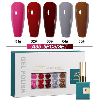 Sơn Gel AS 5 Màu Chai Xanh Lá Sơn Móng Tay | Đỏ Hồng Nâu Cơ Bản A35