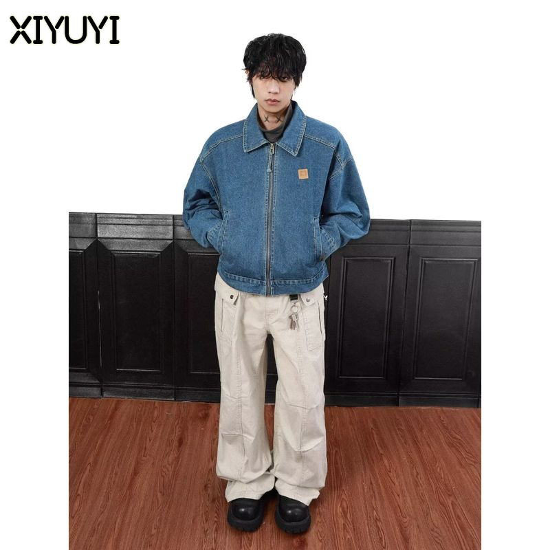 Xiyuyi Mỹ cổ điển giặt denim áo khoác cho nam 2025 xuân thu dạo phố vừa rộng áo khoác ngoài hợp thời trang