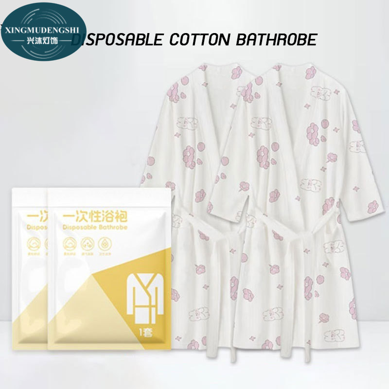 XMDS💖 Áo choàng tắm dùng một lần làm bằng cotton nguyên chất dày cho chuyến công tác, khách sạn, cotton nguyên chất, không giặt đồ ngủ, Tiệm Làm Đẹp, mềm, xông hơi massage, quần áo khách