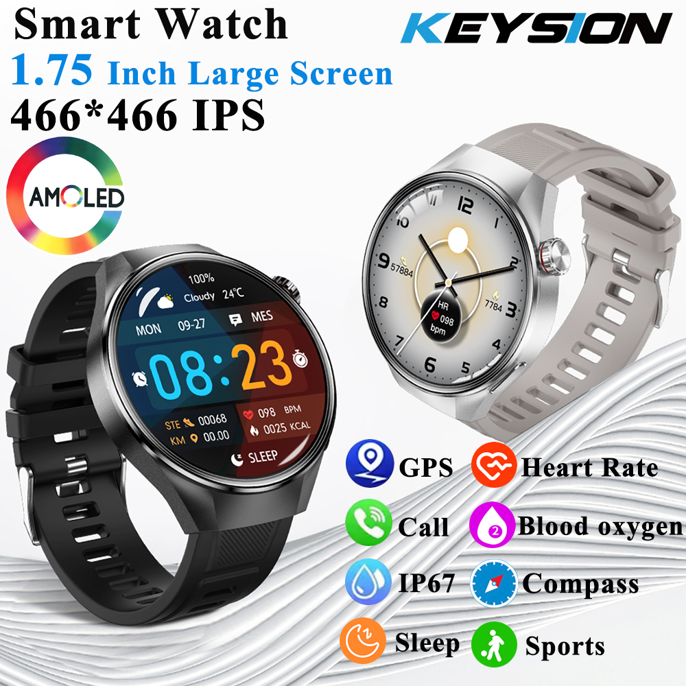 50mm 1.75" HD AMOLED Screen Smart Watch Men Business Bluetooth Call Heart Rate Blood Oxygen GPS Track Compass Sport SmartWatch ราคา 1,399 บาท*ส่งฟรี
