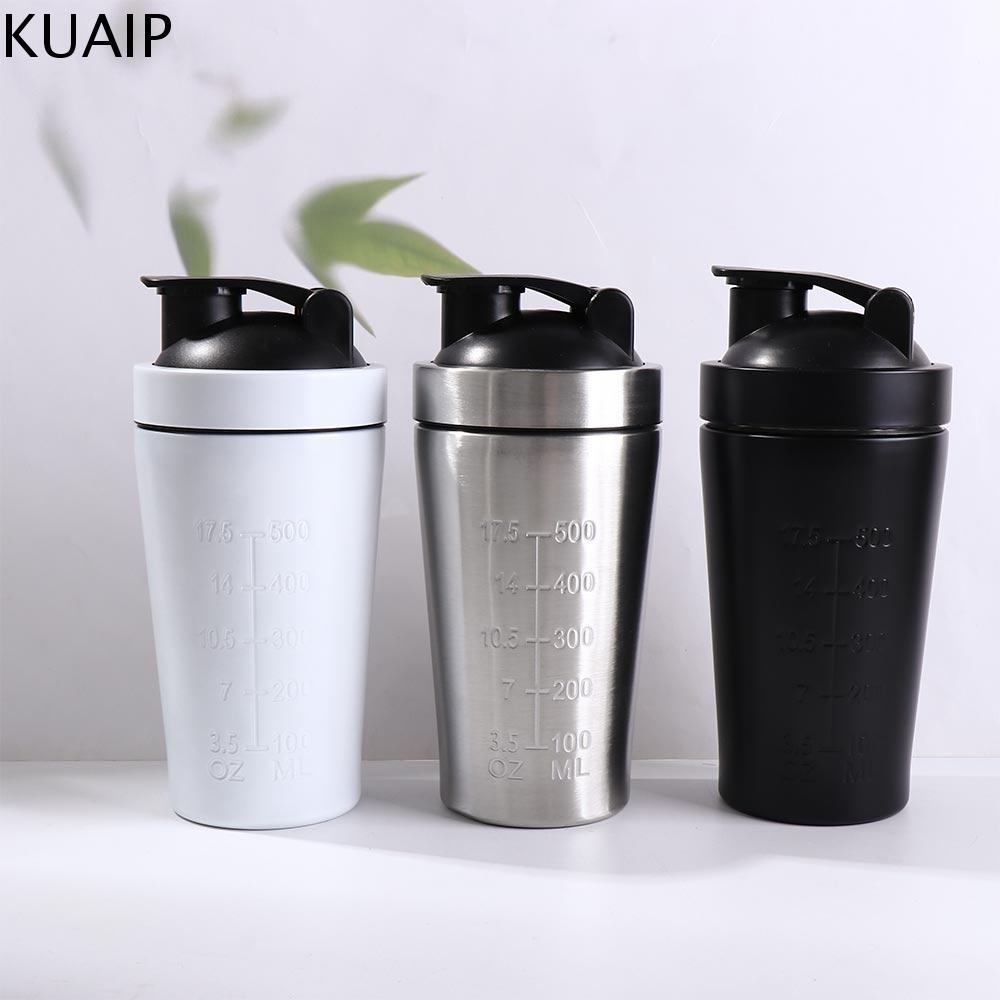 KUAIP 500ml/750ml Cốc Lắc Whey Có cân Thép không gỉ 304 Cốc nước thể thao Cốc uống trực tiếp Sức chứa lớn Chai Bột protein Thể dục thể thao