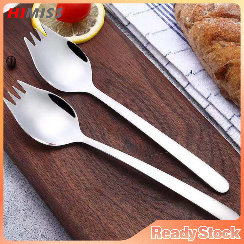 2 In 1 Stainless Steel Fork Spoon Spork Cutlery Set Kitchen Outdoor Utensil Tool ราคา 28 บาท*ส่งฟรี
