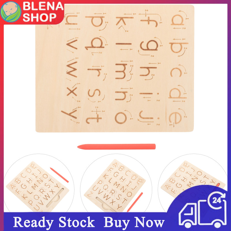 BLENASHOP Tool Wooden Groove Double-sided Infant and Toddler Preschool Early Education Alphanumeric Writing Pen Board Practice Toy Child Alphabet Letter Tracing Educational Childrens Toys Number